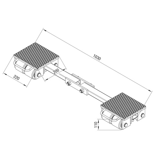 Exploded view drawing of the GKS F6 transport chassis, 6-metric-ton load capacity