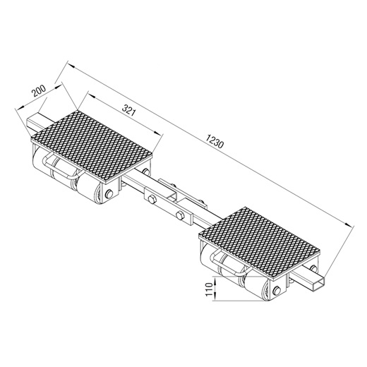 Exploded view of the GKS F9 transport chassis, 9 metric tons load capacity