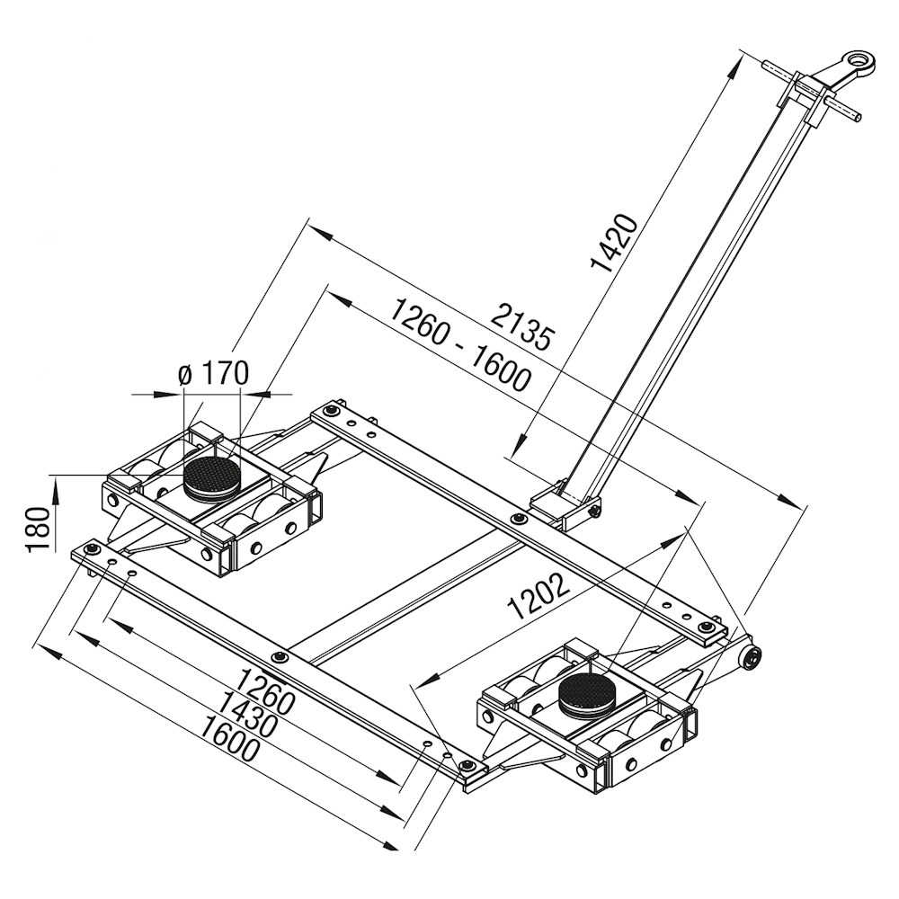 Exploded view of the GKS TL20 transport undercarriage, 20-metric-ton load capacity