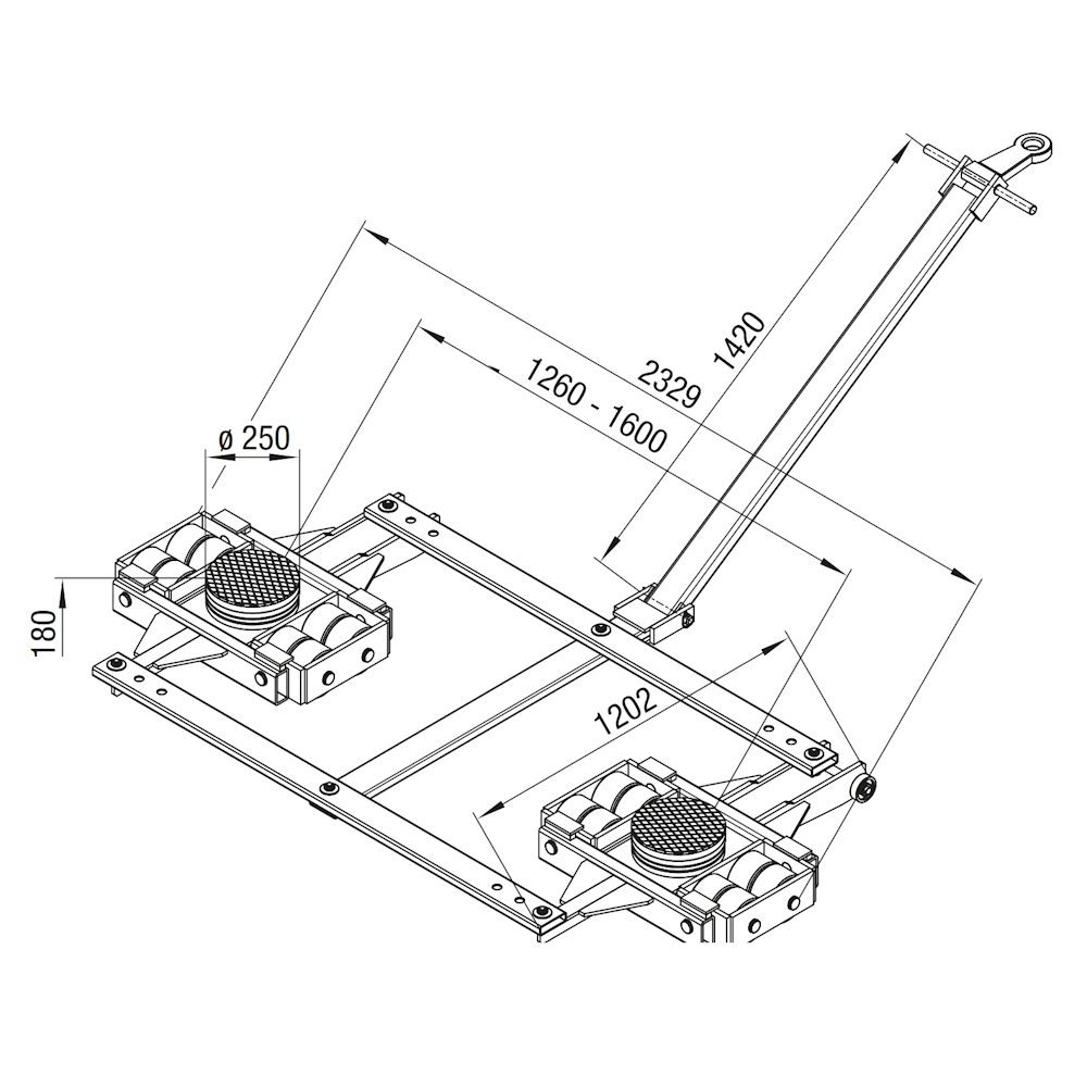 Exploded view of the GKS TL40 transport chassis, 40 metric tons load capacity