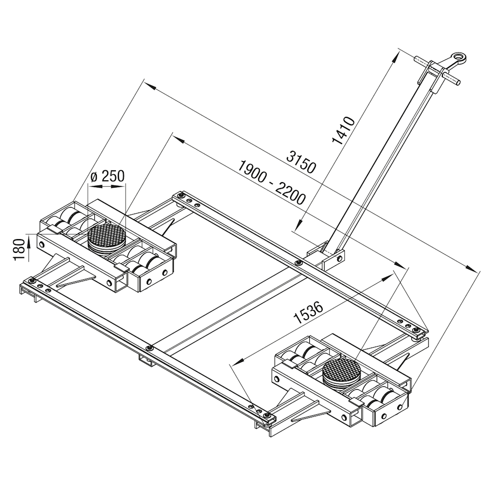 Exploded view of the GKS TL60 transport chassis, 60-metric-ton load capacity