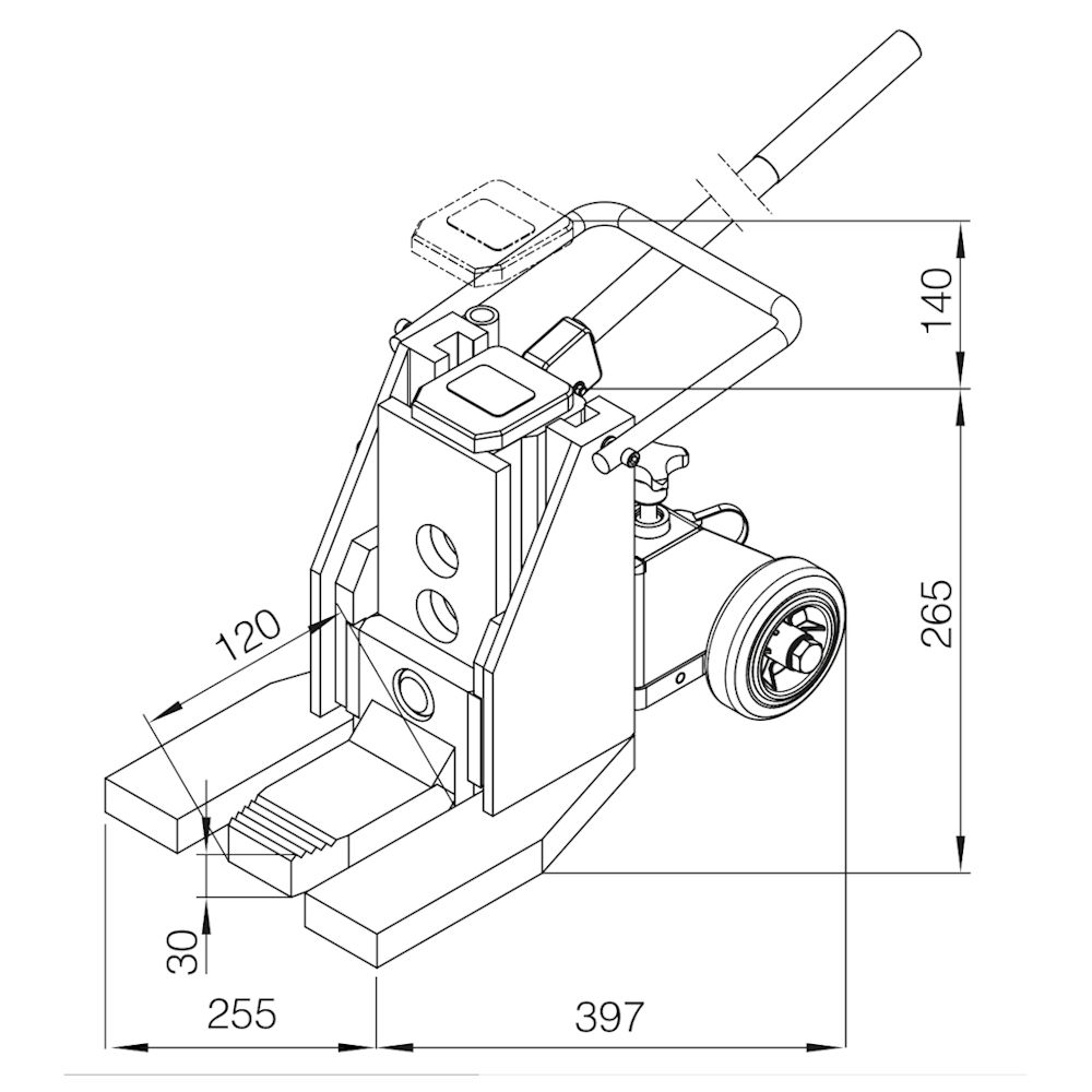 Exploded view of the G5 hydraulic lift / machine jack with a 5-metric-ton load capacity