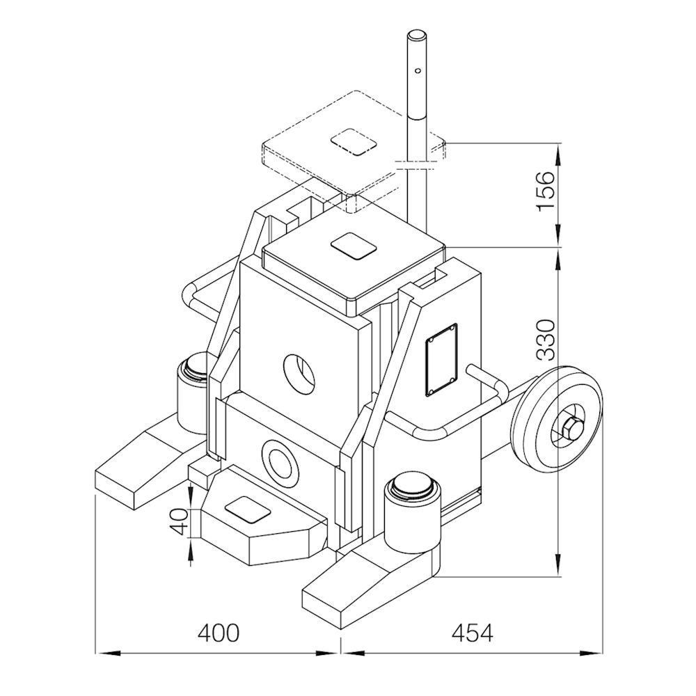 Exploded view of the V30-EX hydraulic lift / machine jack with a 30-metric-ton load capacity