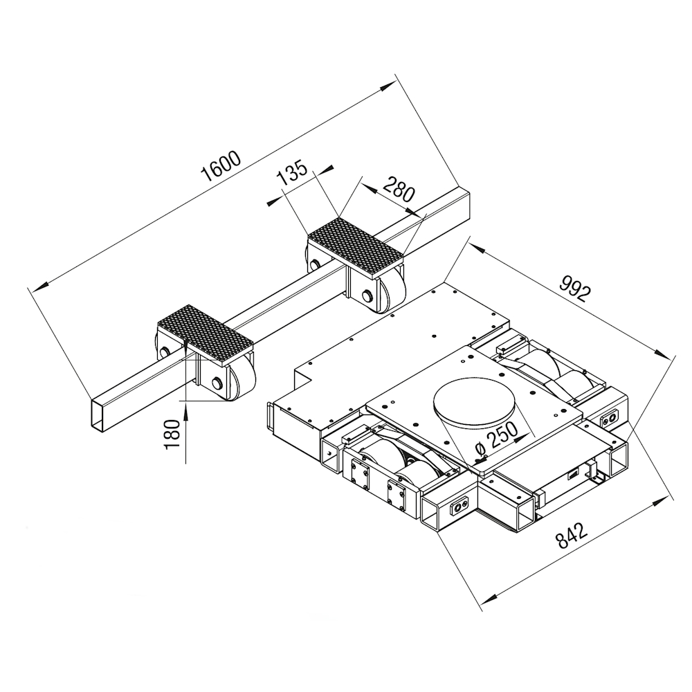 Exploded view of the ROBOT-10 transport system from GKS, with a 10-metric-ton load capacity