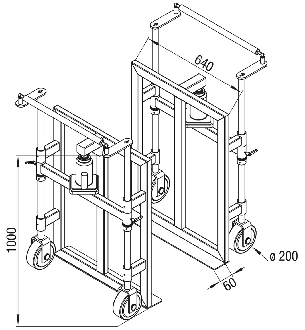 Exploded view of the GKS TW28 transport chassis, 2.8 metric tons load capacity